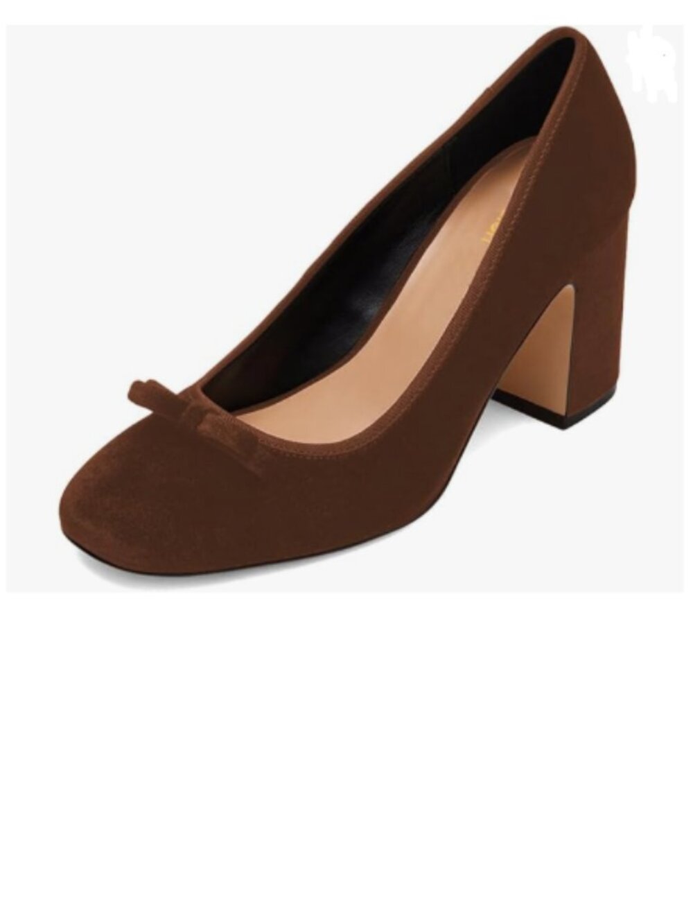 Pazzion Brown Round Toe Pump Velvet Double Bow Chunky High Heel Slip On Shoe